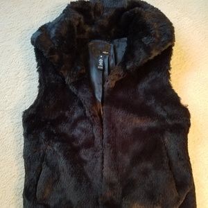 Black Faux Fur Vest